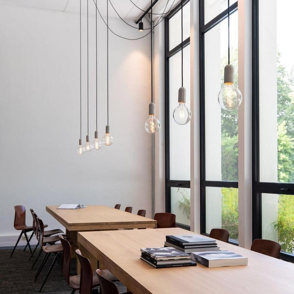 Pendant luminaire Base Concrete | Thin Gold Crown
