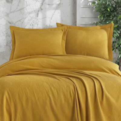 Bedspread with pillowcases VIRA Mustard | Yellow