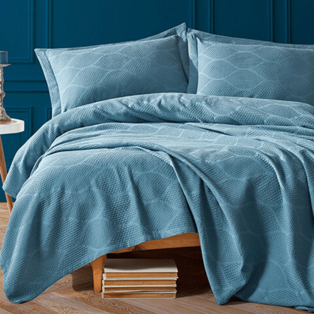 Lovatiesė su pagalvių užvalkalais VIRA Blue | Mėlyna | namu-tekstile | NMF Home