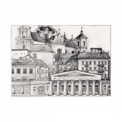 Grafika Vilnius - Prezidentūros kiemas | tapyti-paveikslai-grafika | NMF Home