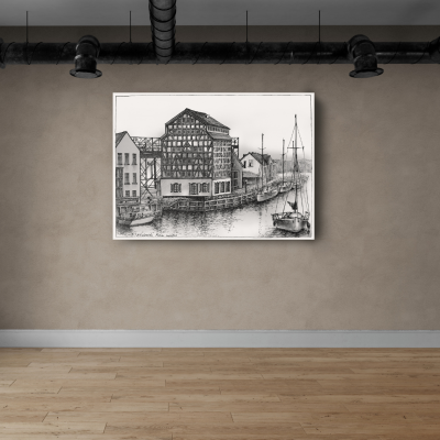 Grafika Klaipėda - Pilies uostas | tapyti-paveikslai-grafika | NMF Home