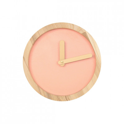 Šviesus Medinis Apvalus Laikrodis (Rožinė dirbtinė Oda) | produktai | NMF Home