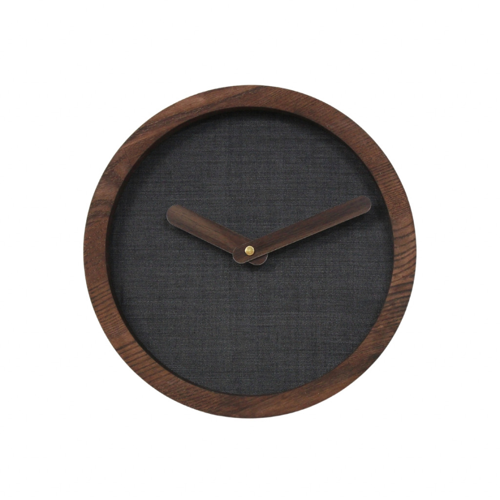 Dark Wooden Round Clock (Grey Material) Dark Wooden Round Clock (Grey Material)