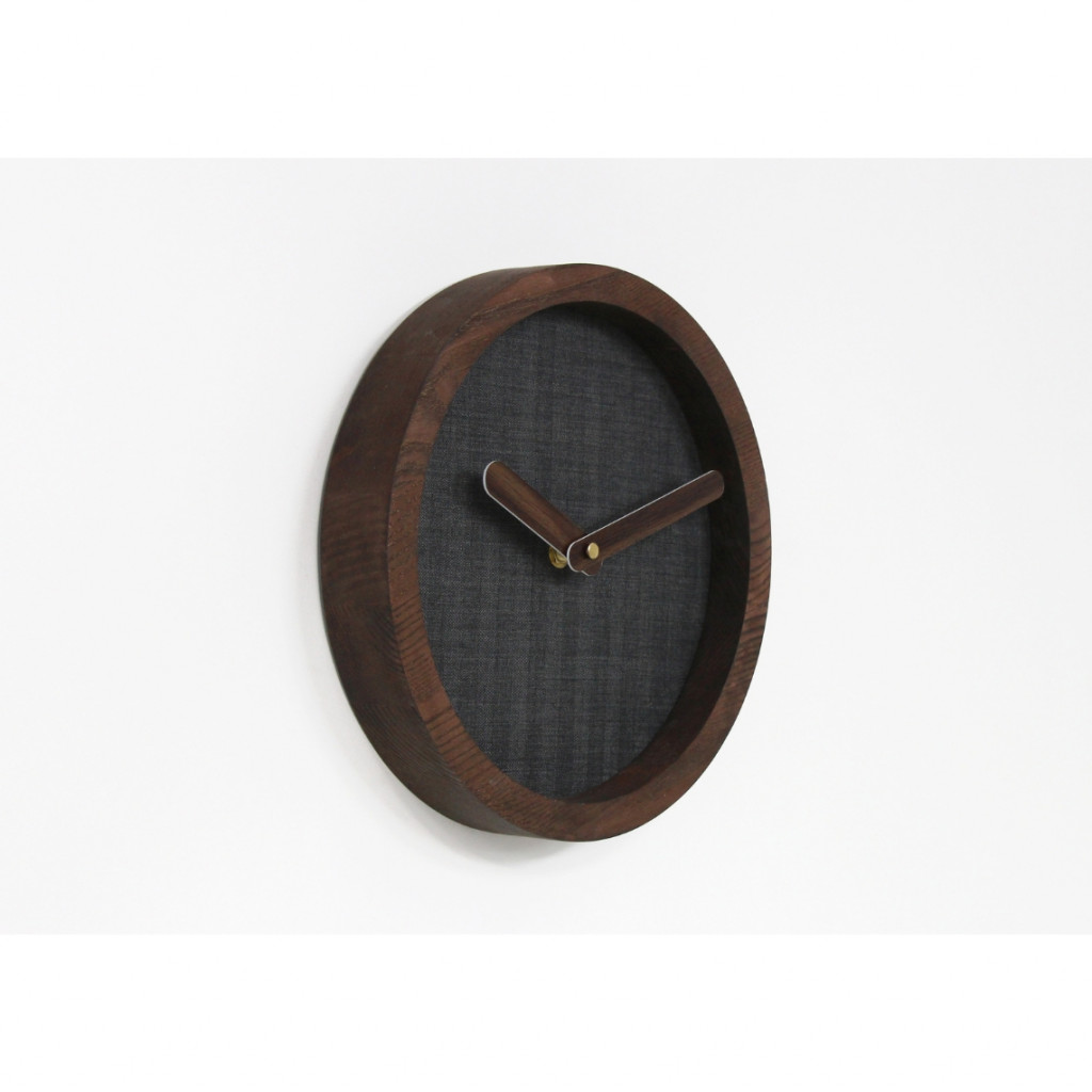 Dark Wooden Round Clock (Grey Material) Dark Wooden Round Clock (Grey Material)