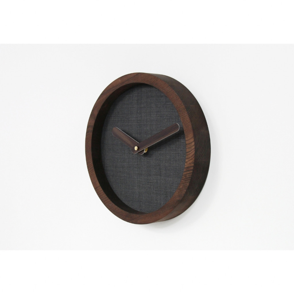 Dark Wooden Round Clock (Grey Material) Dark Wooden Round Clock (Grey Material)