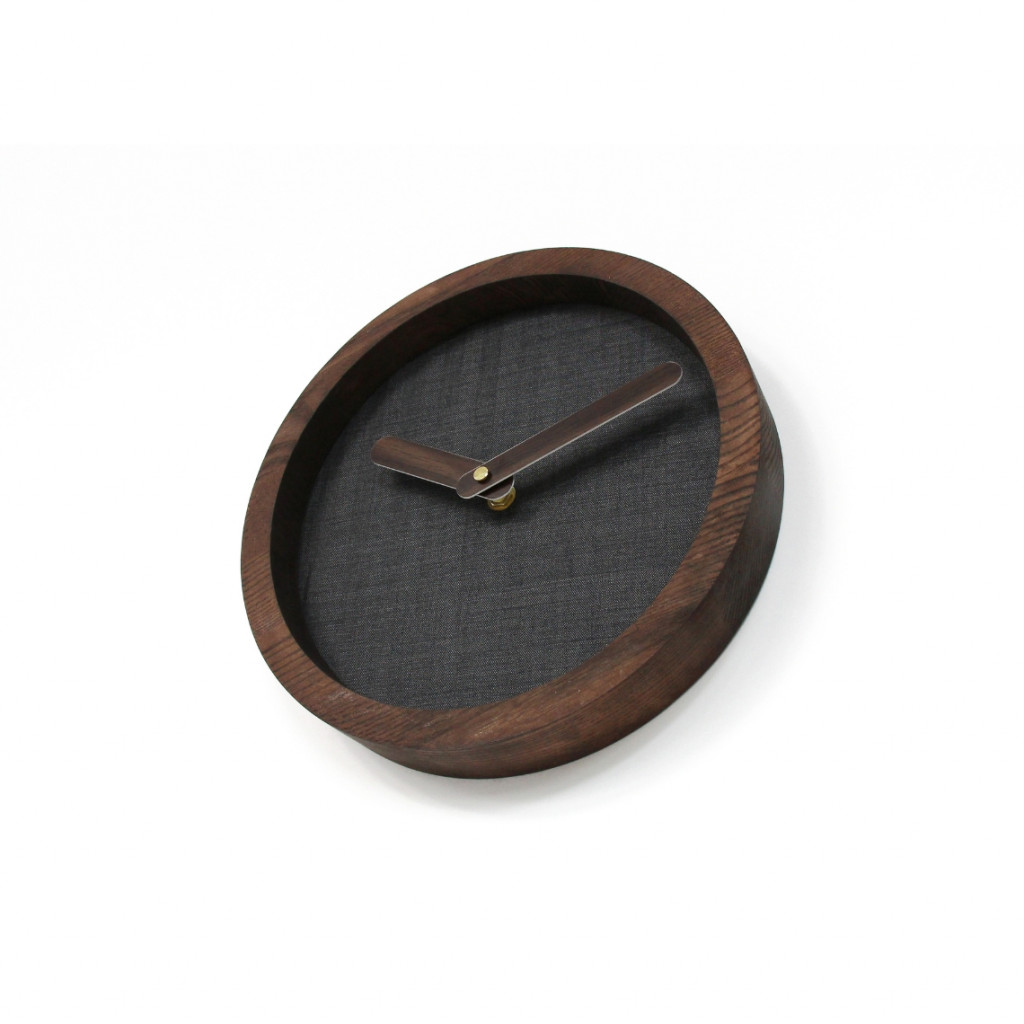 Dark Wooden Round Clock (Grey Material) Dark Wooden Round Clock (Grey Material)