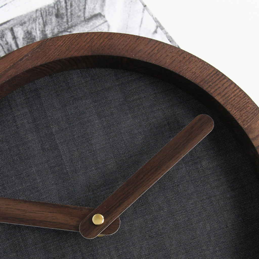 Dark Wooden Round Clock (Grey Material) Dark Wooden Round Clock (Grey Material)
