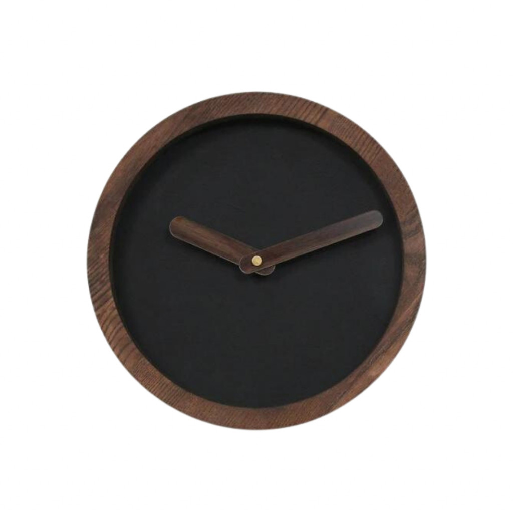 Dark Wooden Round Clock (Grey Material) Dark Wooden Round Clock (Grey Material)