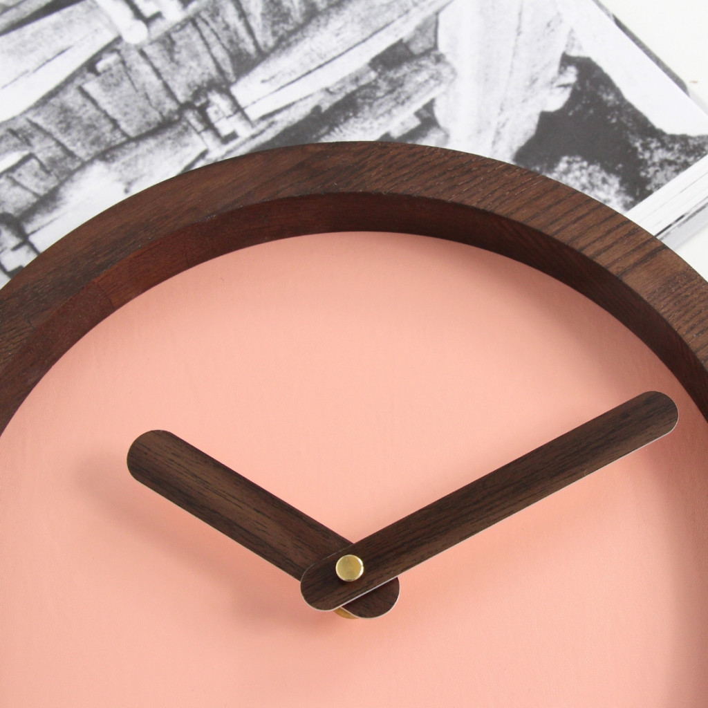 Dark Wooden Round Watch (Pink Faux Leather) Dark Wooden Round Watch (Pink Faux Leather)