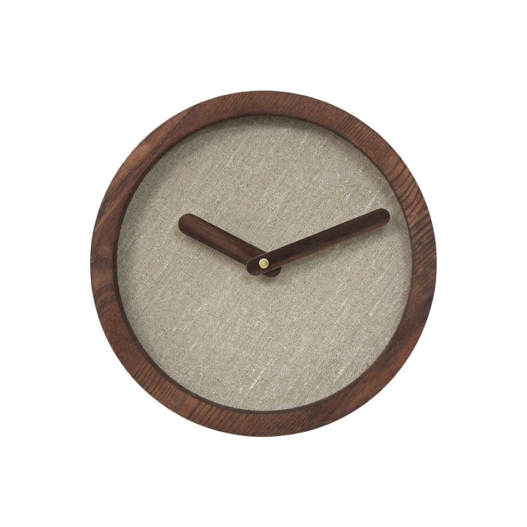 Dark Wooden Round Clock (Linen) Dark Wooden Round Clock (Linen)