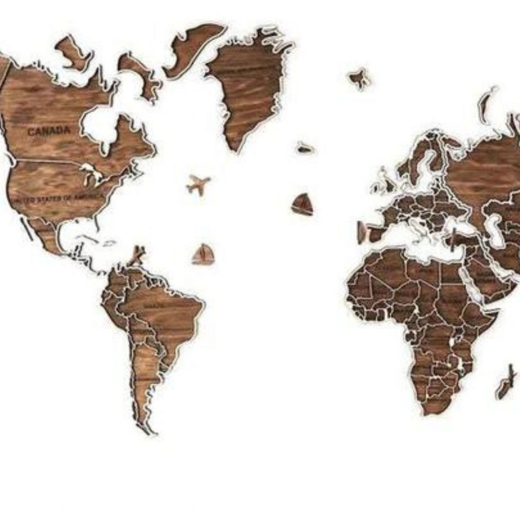 Wooden Wall Map of the World | Dark Wooden Wall Map of the World | Dark