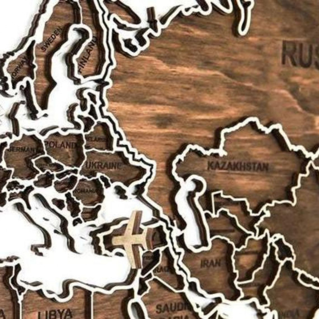 Wooden Wall Map of the World | Dark Wooden Wall Map of the World | Dark