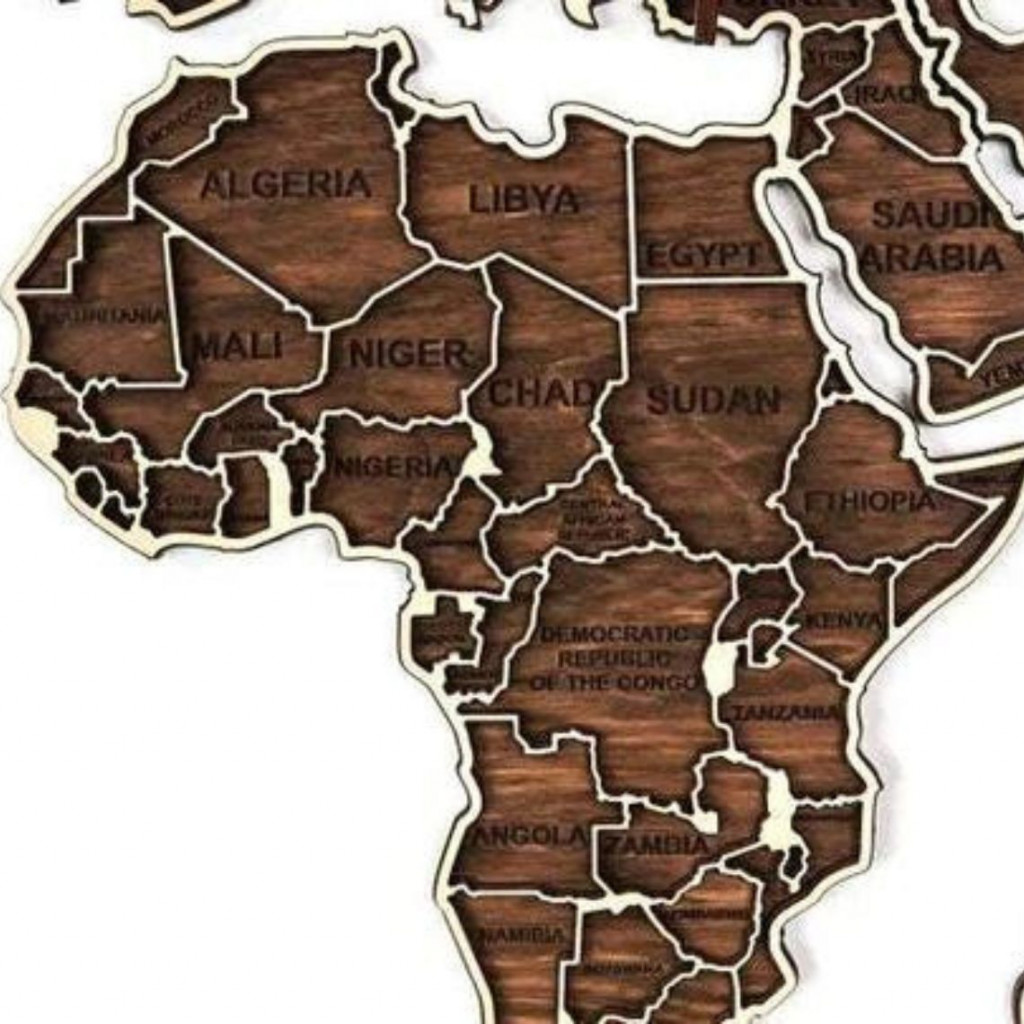 Wooden Wall Map of the World | Dark Wooden Wall Map of the World | Dark