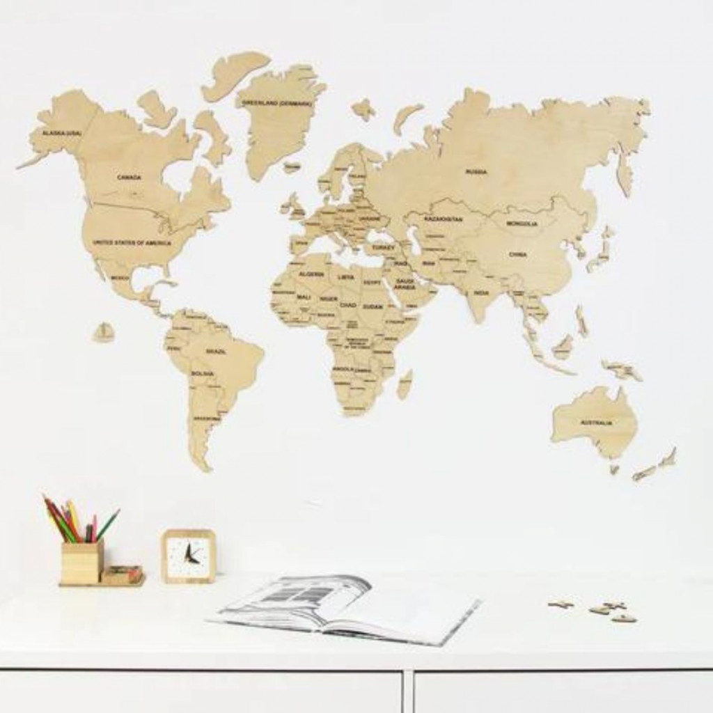 Medinis sieninis pasaulio žemėlapis natūralus | produktai | NMF Home
