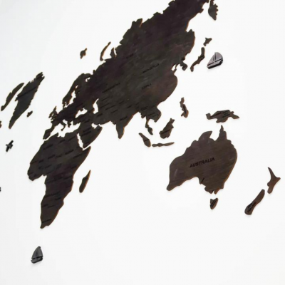 Wooden wall map of the world | Black