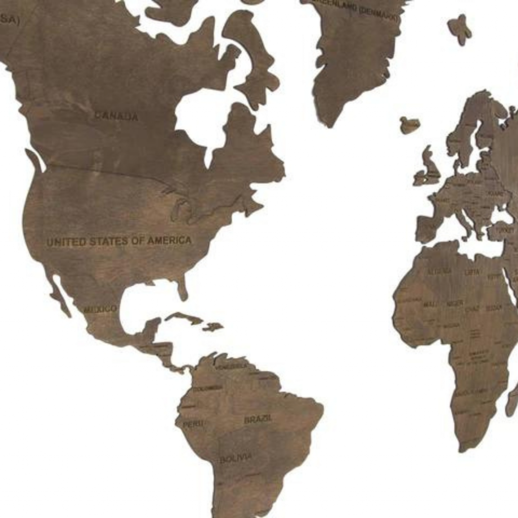Medinis sieninis pasaulio žemėlapis | Rudas | zemelapiai | NMF Home