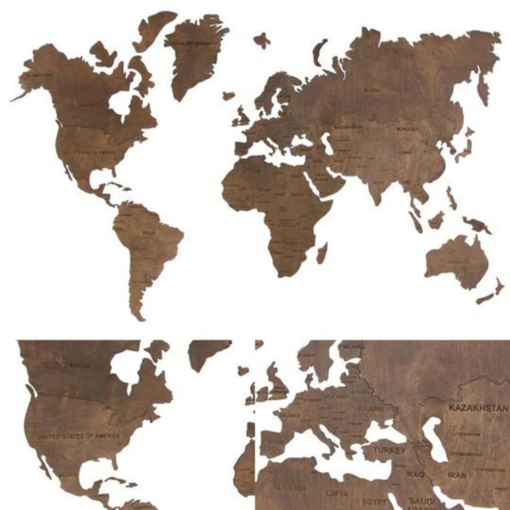 Medinis sieninis pasaulio žemėlapis rudas | produktai | NMF Home