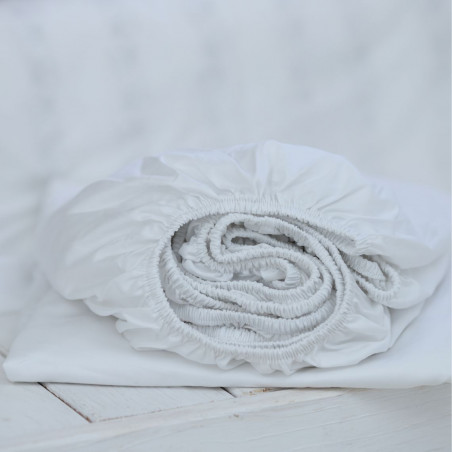 Satin sheet with elastic | White