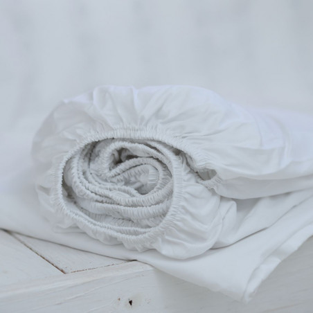 Satin sheet with elastic | White