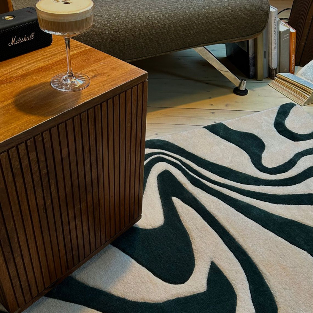 Estetiškas kilimas Beige Waves | Žalias | kilimai | NMF Home
