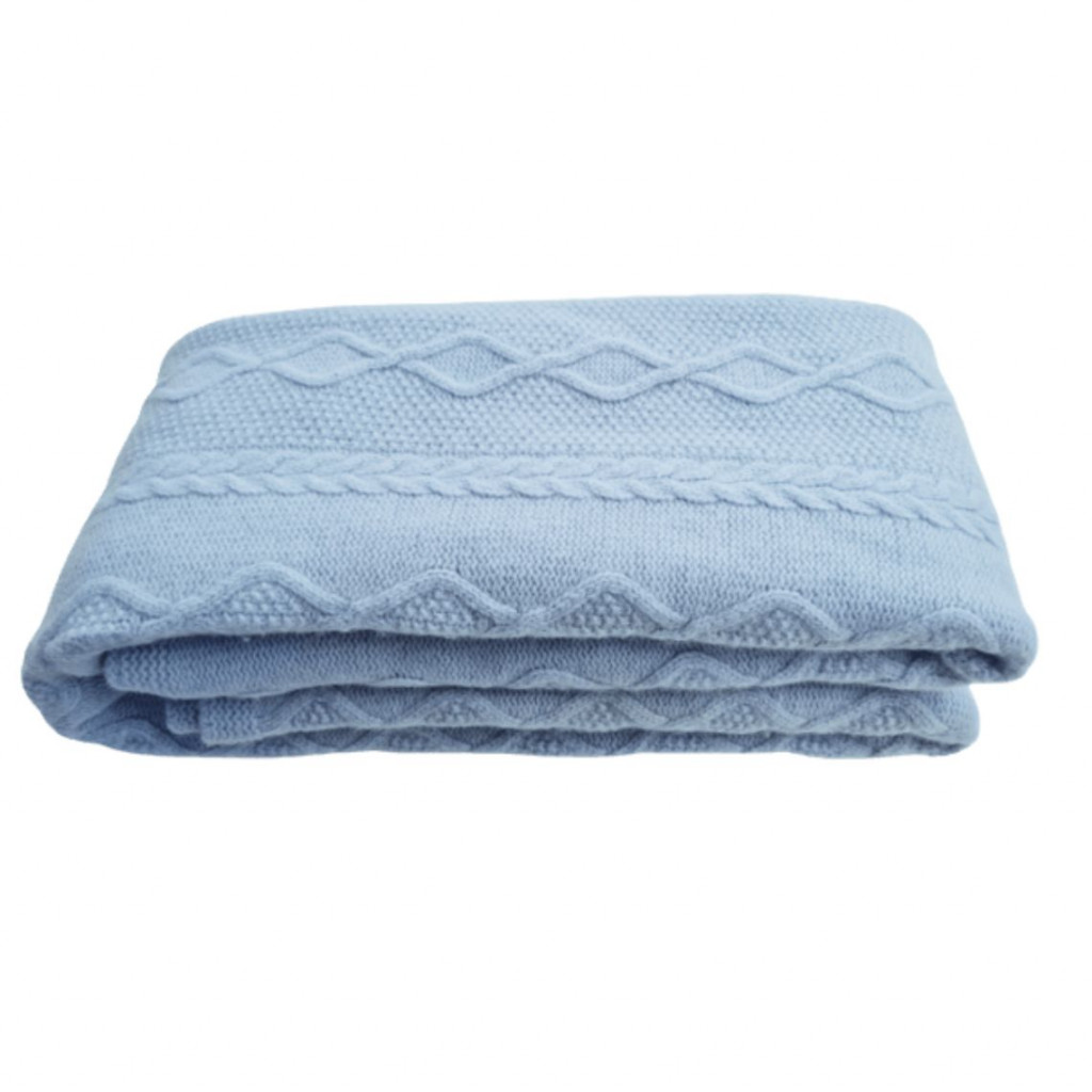 Merino wool plaid Aran | Light blue Merino wool plaid Aran | Light blue