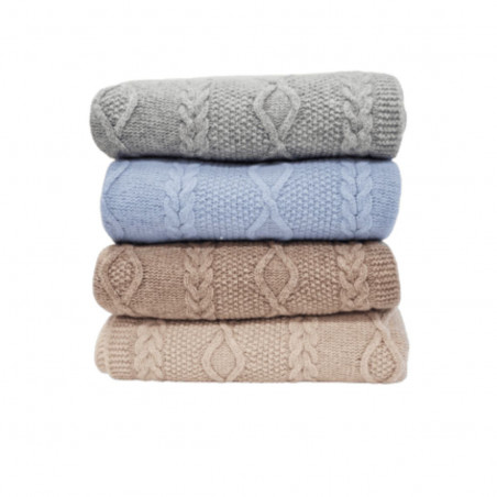 Merino wool plaid Aran | Light blue
