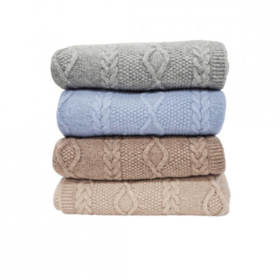 Merino wool plaid Aran | Light blue