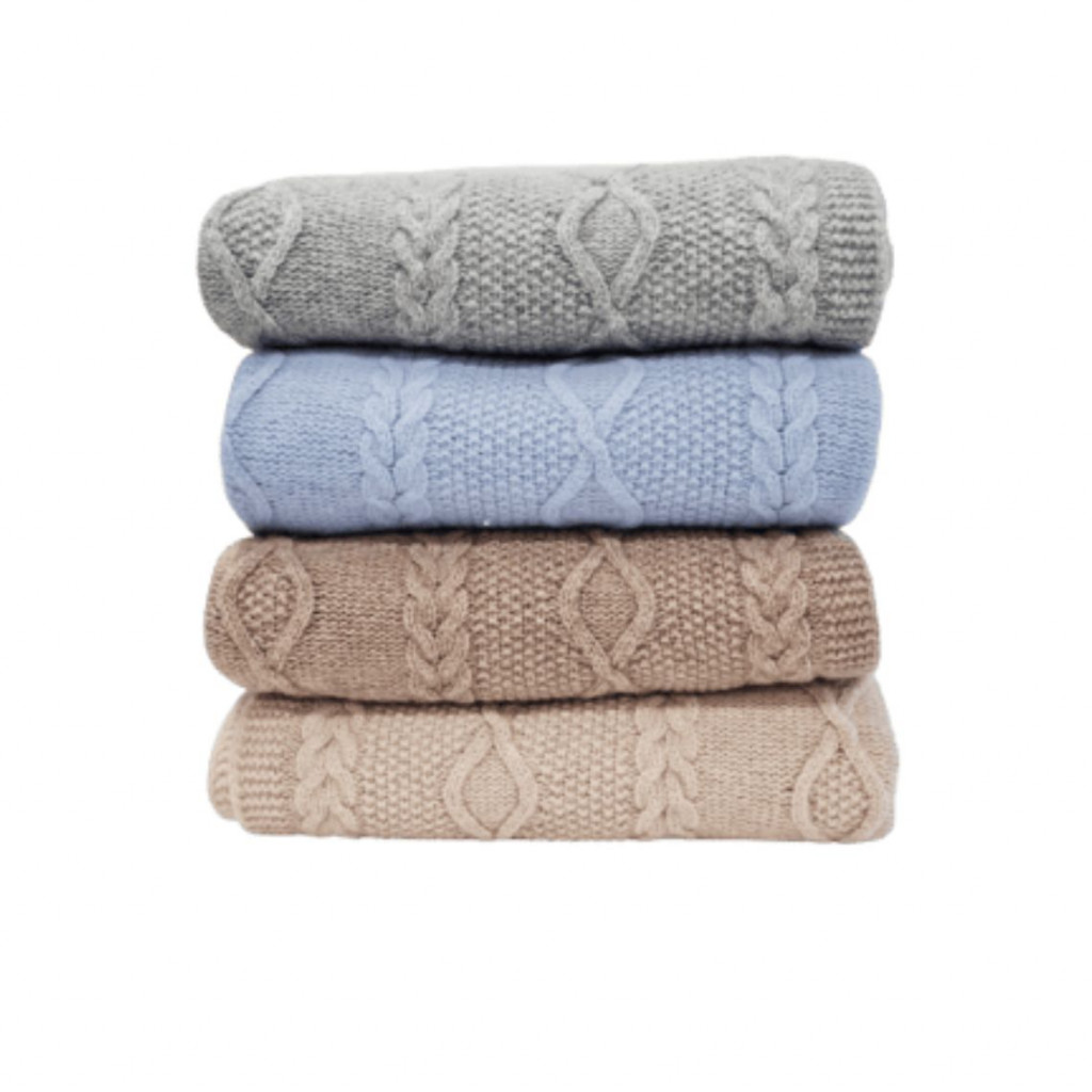 Merino wool plaid Aran | Light blue Merino wool plaid Aran | Light blue