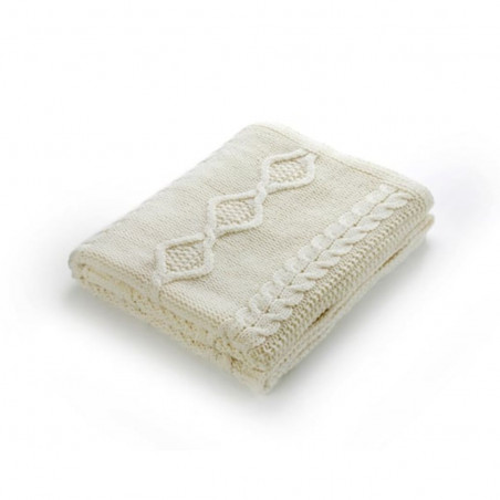 Merino wool plaid Aran | Ecru