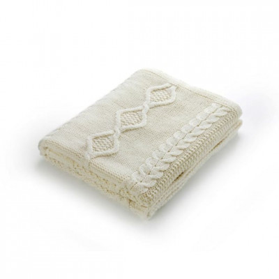 Merino wool plaid Aran | Ecru