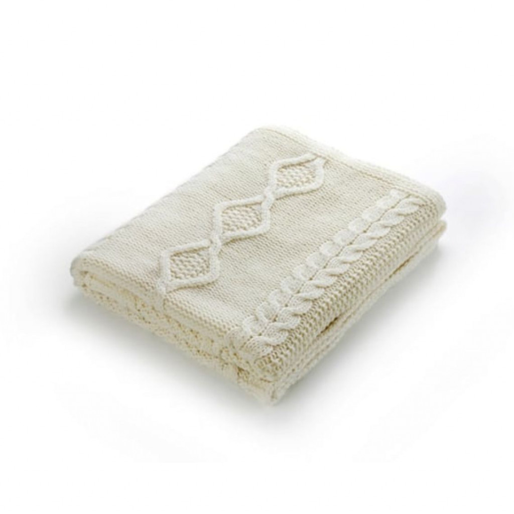 Merino wool plaid Aran | Ecru