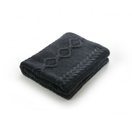 Merino wool plaid Aran | Black