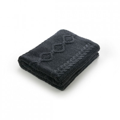 Merino wool plaid Aran | Black