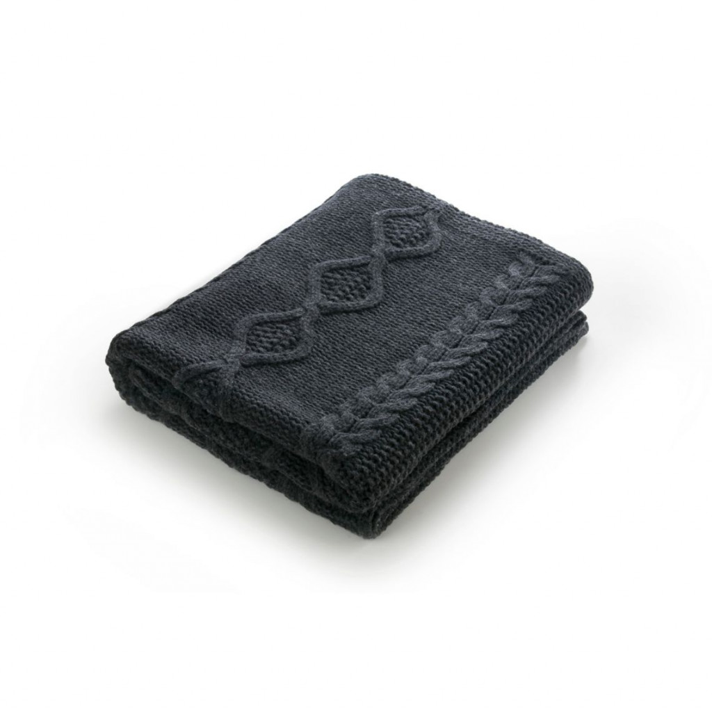 Merino wool plaid Aran | Black