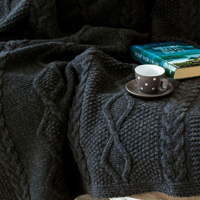 Merino wool plaid Aran | Black