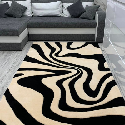 Estetiškas kilimas Beige Waves | Juodas | kilimai | NMF Home
