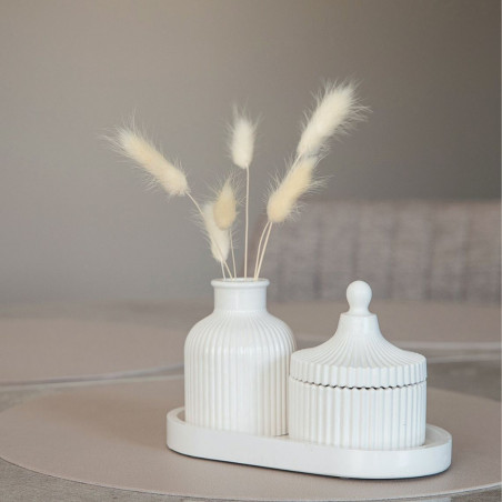 Dovanų rinkinys - kvapni žvakė, padėkliukas ir vazelė | Bergamotė ir Kašmyro mediena | zvakes- | NMF Home