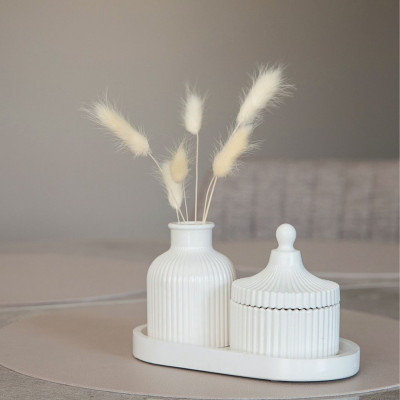 Dovanų rinkinys - kvapni žvakė, padėkliukas ir vazelė | Romantiška kava | zvakes- | NMF Home