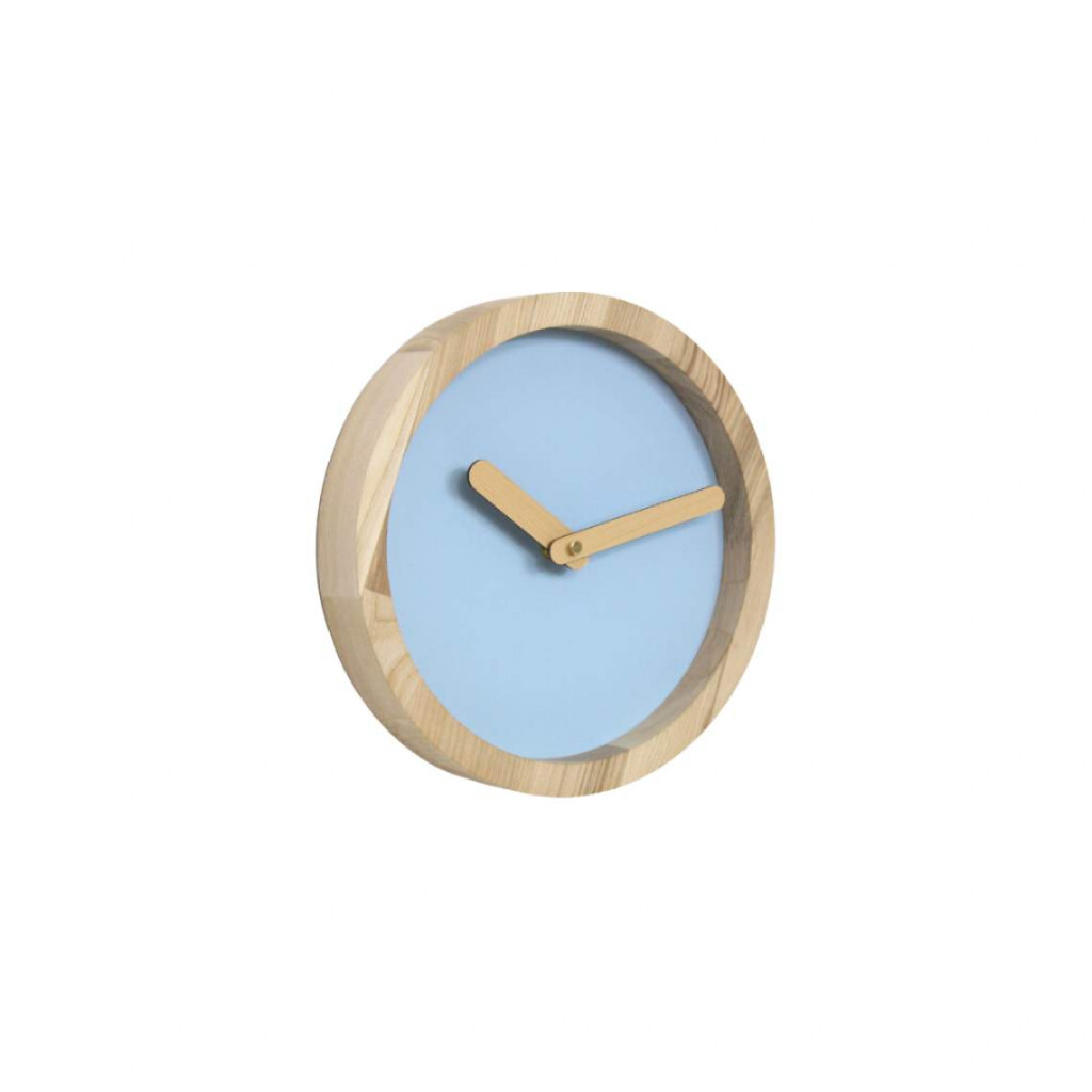 Šviesus Medinis Apvalus Laikrodis (Baby Blue Dirbtinė Oda) | laikrodziai | NMF Home
