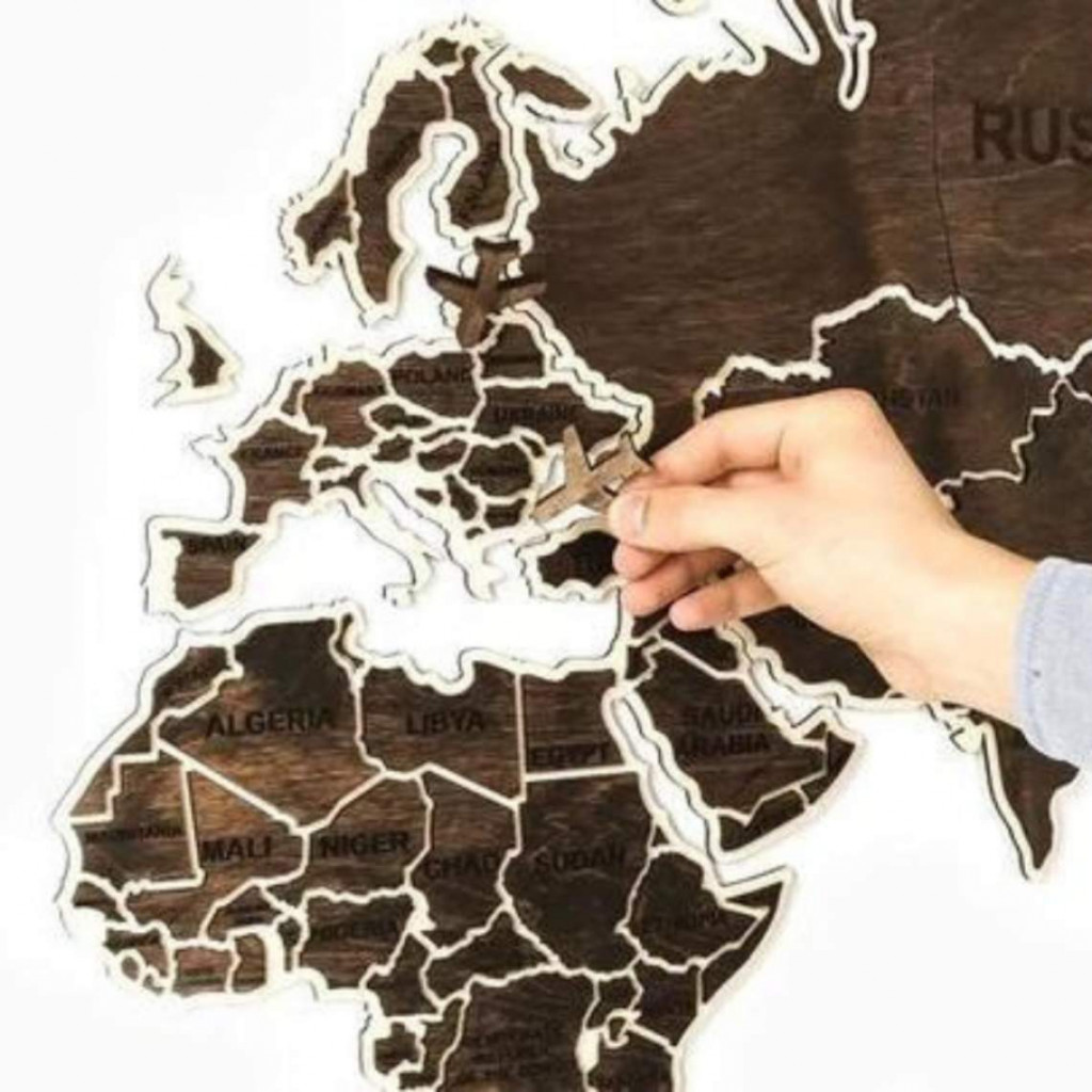 Medinis sieninis pasaulio žemėlapis | Tamsiai Rudas | zemelapiai | NMF Home
