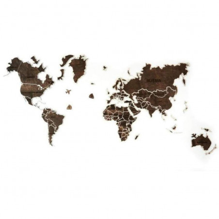 Medinis sieninis pasaulio žemėlapis | Tamsiai Rudas