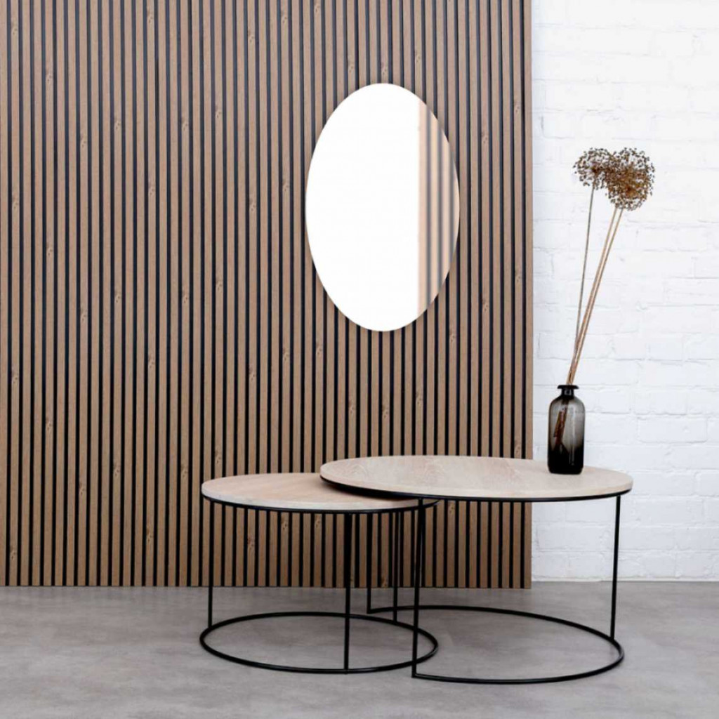Ovalus, modernaus stiliaus veidrodis