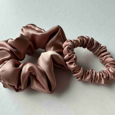 Natural mulberry silk big hair band | Ash pink