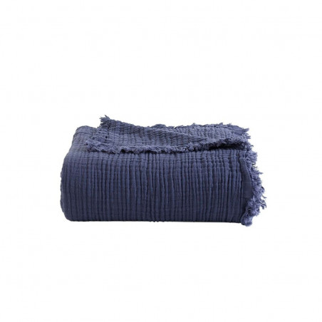 Bedspread-plaid MUSLIN Blue | Blue