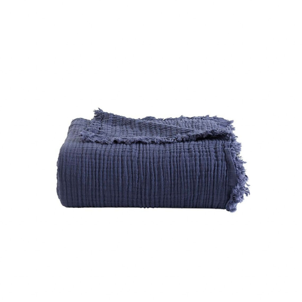 Bedspread-plaid MUSLIN Blue | Blue Bedspread-plaid MUSLIN Blue | Blue