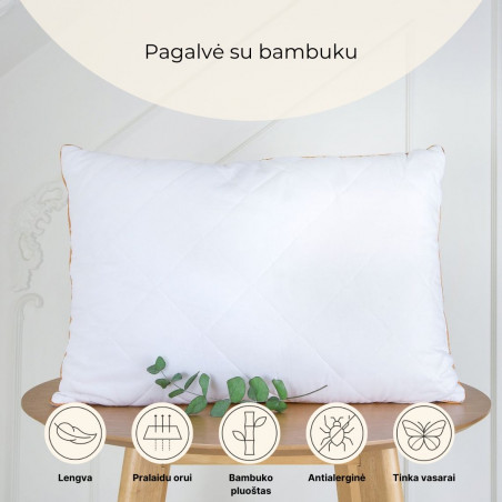 Pillow with bamboo
