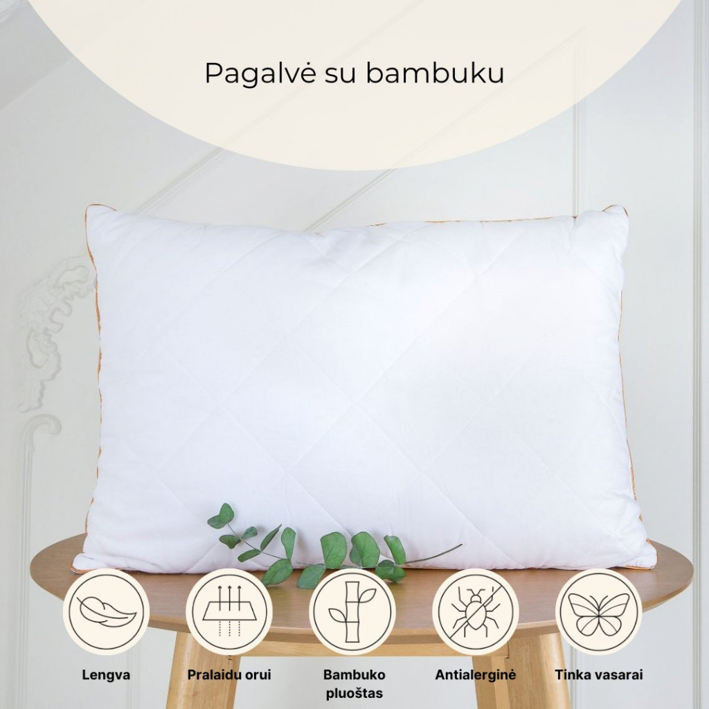 Pillow with bamboo