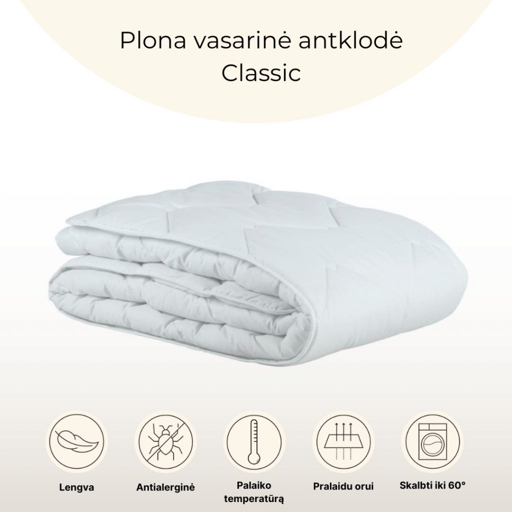 Plona vasarinė antklodė Classic | Balta