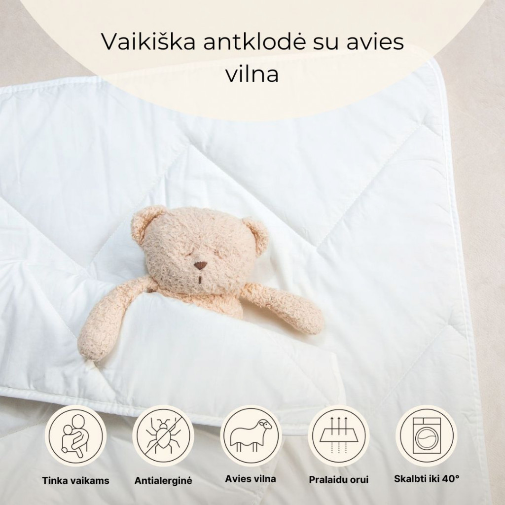 Vaikiška antklodė su avies vilna Vaikiška antklodė su avies vilna