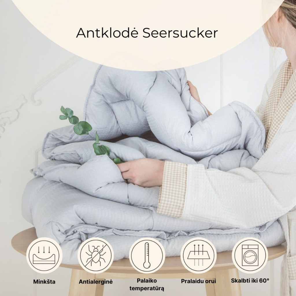 Antklodė Seersucker | Pilka